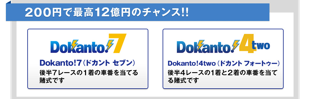 �Q�O�O�~�� �ō��P�Q���~�̃`�����X�I�IDokanto!7�i�h�J���g�Z�u���j�㔼�V���[�X�̂P���̎ԔԂ𓖂Ă�q���ł��@Dokanto!4two�i�h�J���g�t�H�[�c�D�[�j�㔼4���[�X��1����2���̎ԔԂ𓖂Ă�q���ł�